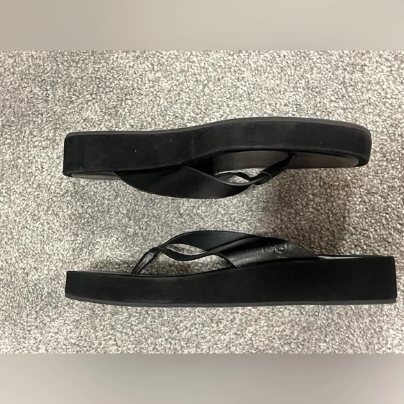 Reformation Eden Platform Thong Sandals Black Platform Size 7 - Picture 14 of 14